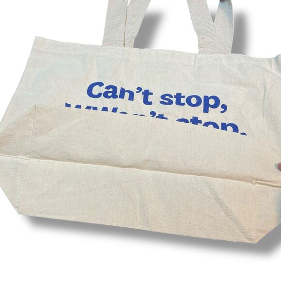Weight Watchers WW Can't Stop WWon't Stop Canvas Tote Rare Natural 18"W - Picture 7 of 9